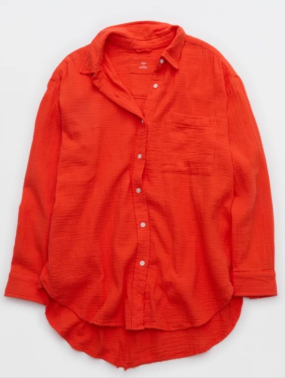 Aerie Day-Off Cover Up Shirt Oversized  - Orange Flare - Picture 4 of 5